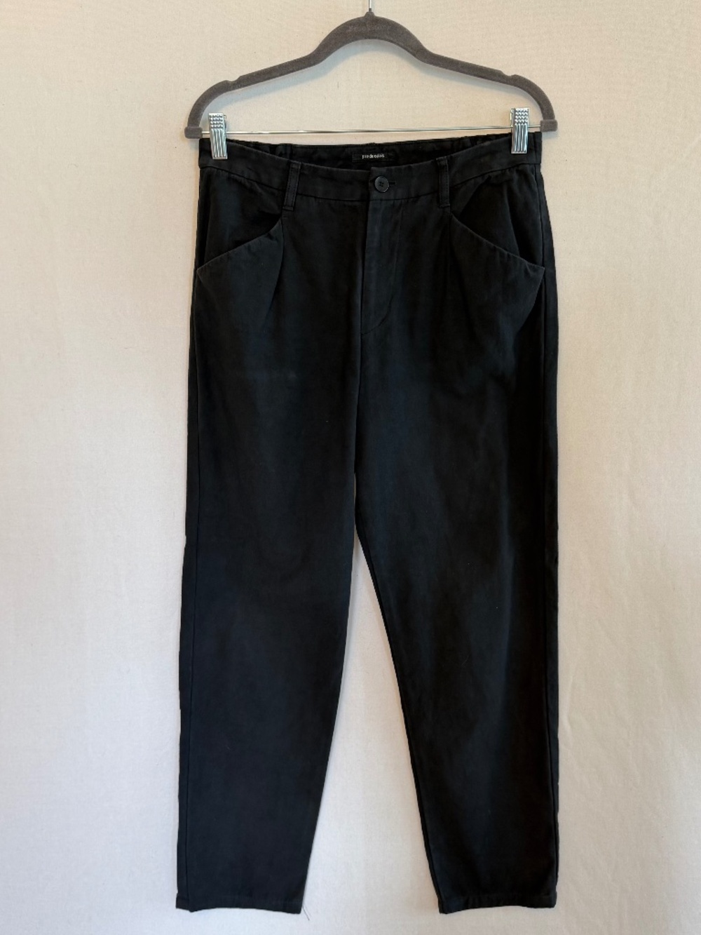PAS DE CALAIS Women’s Size 38 Black 100% Cotton Tapered Ankle Length Pants